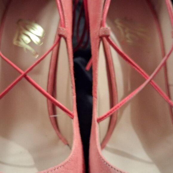 CLEF Women's Genuine Coral Orange Suede Leather Stiletto Pumps, Italy, sz 40.5 - Picture 14 of 15